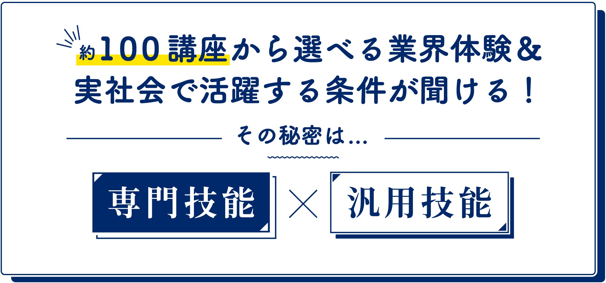 約100講座から選べる業界体験＆実社会で活躍する条件が聞ける！その秘密は専門技能×汎用技能